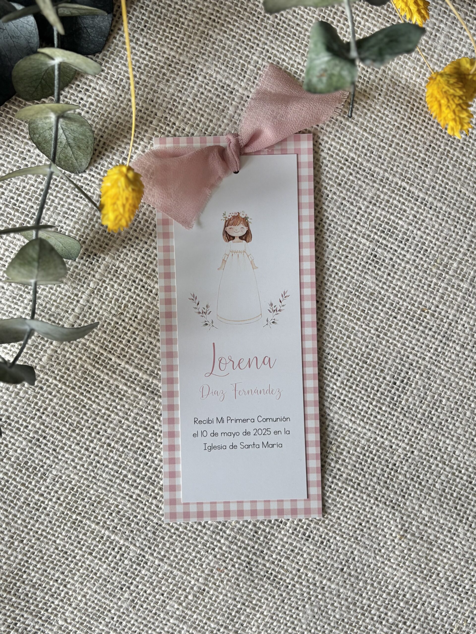 Recordatorio de Comunión doble con lazo - Imagen 4