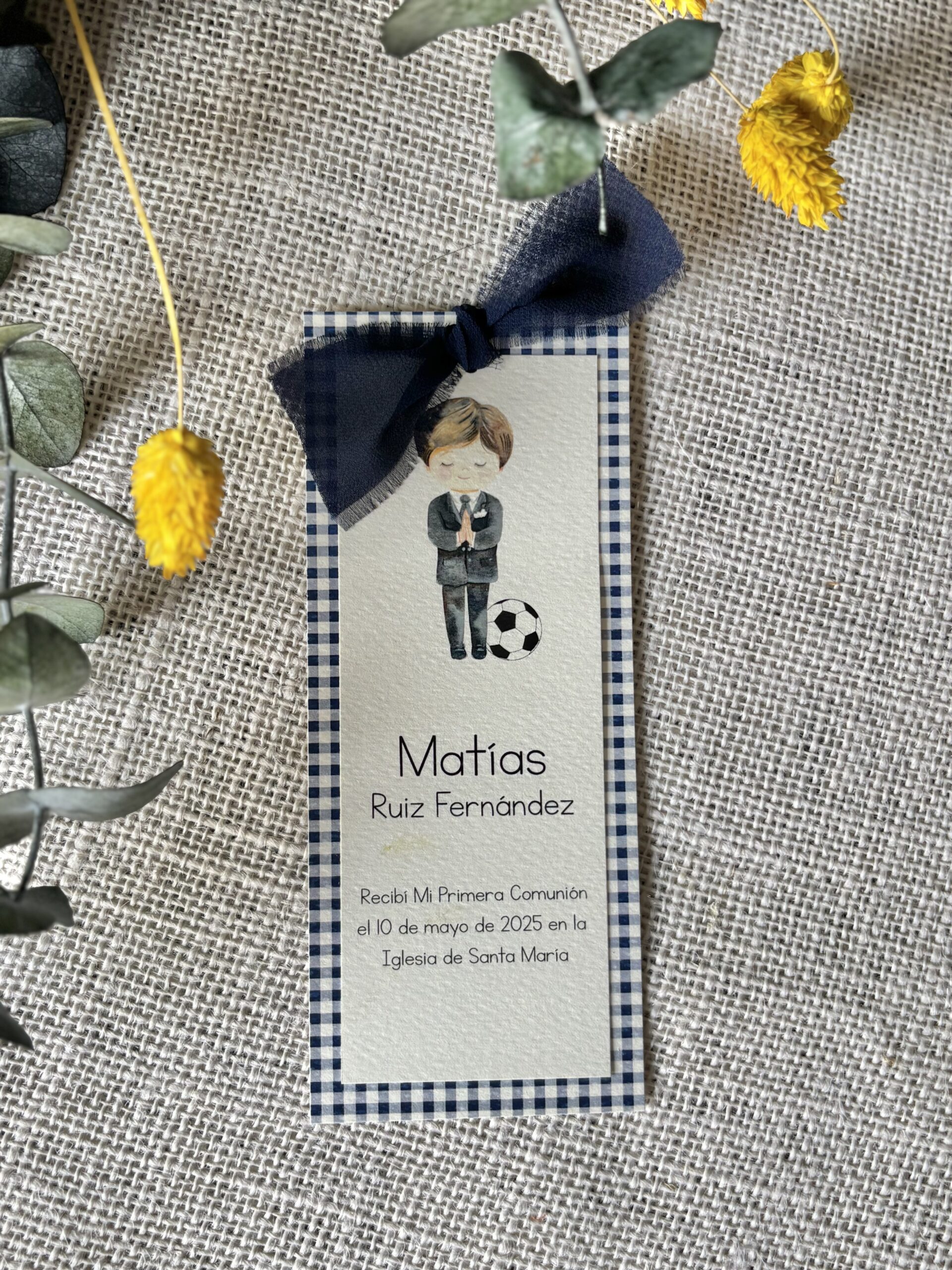 Recordatorio de Comunión doble con lazo - Imagen 5