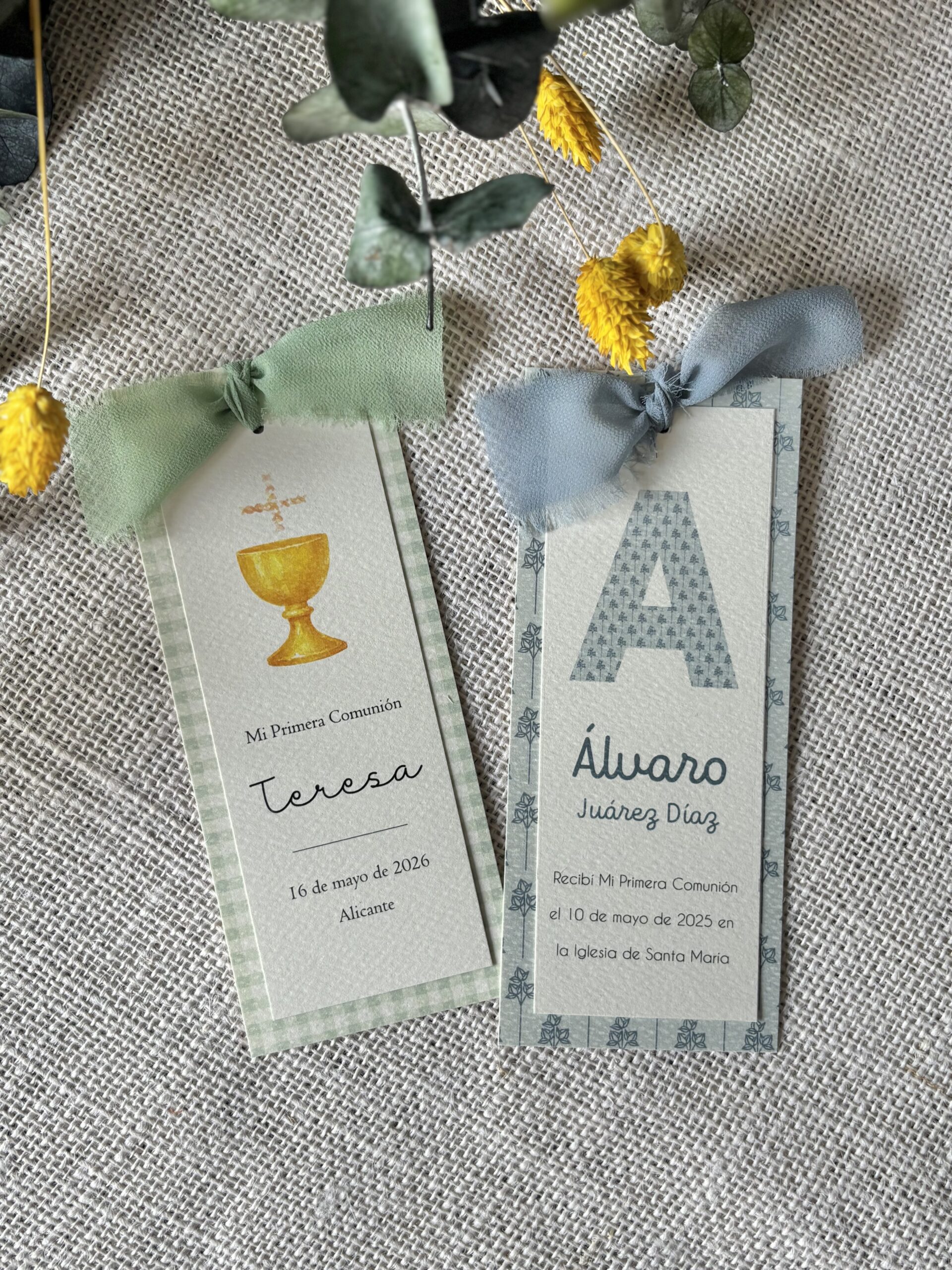 Recordatorio de Comunión doble con lazo - Imagen 7