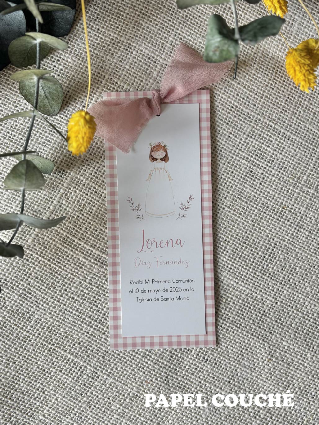 Recordatorio de Comunión doble con lazo - Imagen 8